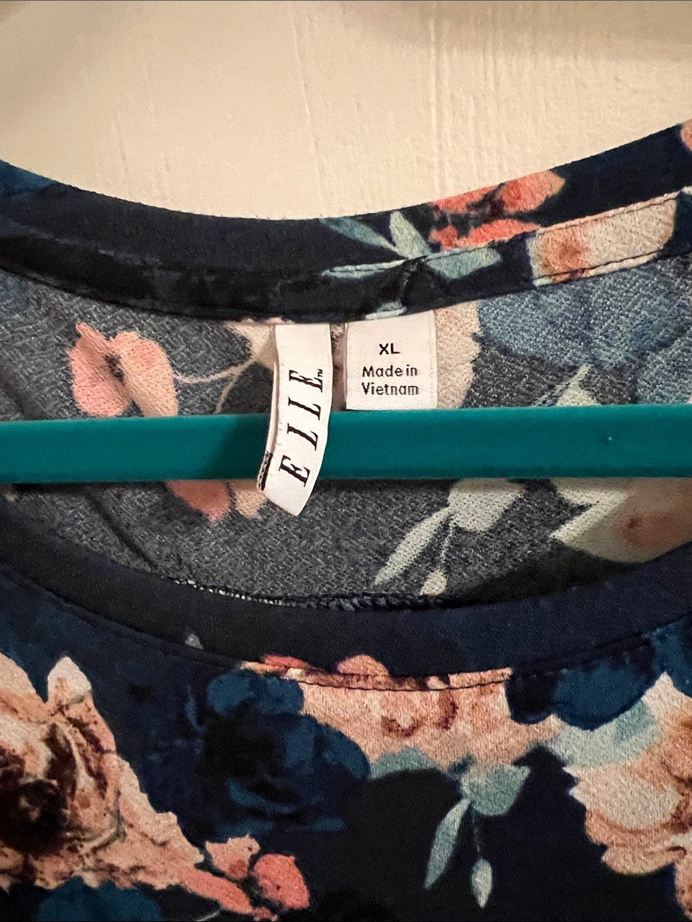 Elle Floral Teal Scoop Neck Women's Top - Picture 2 of 6